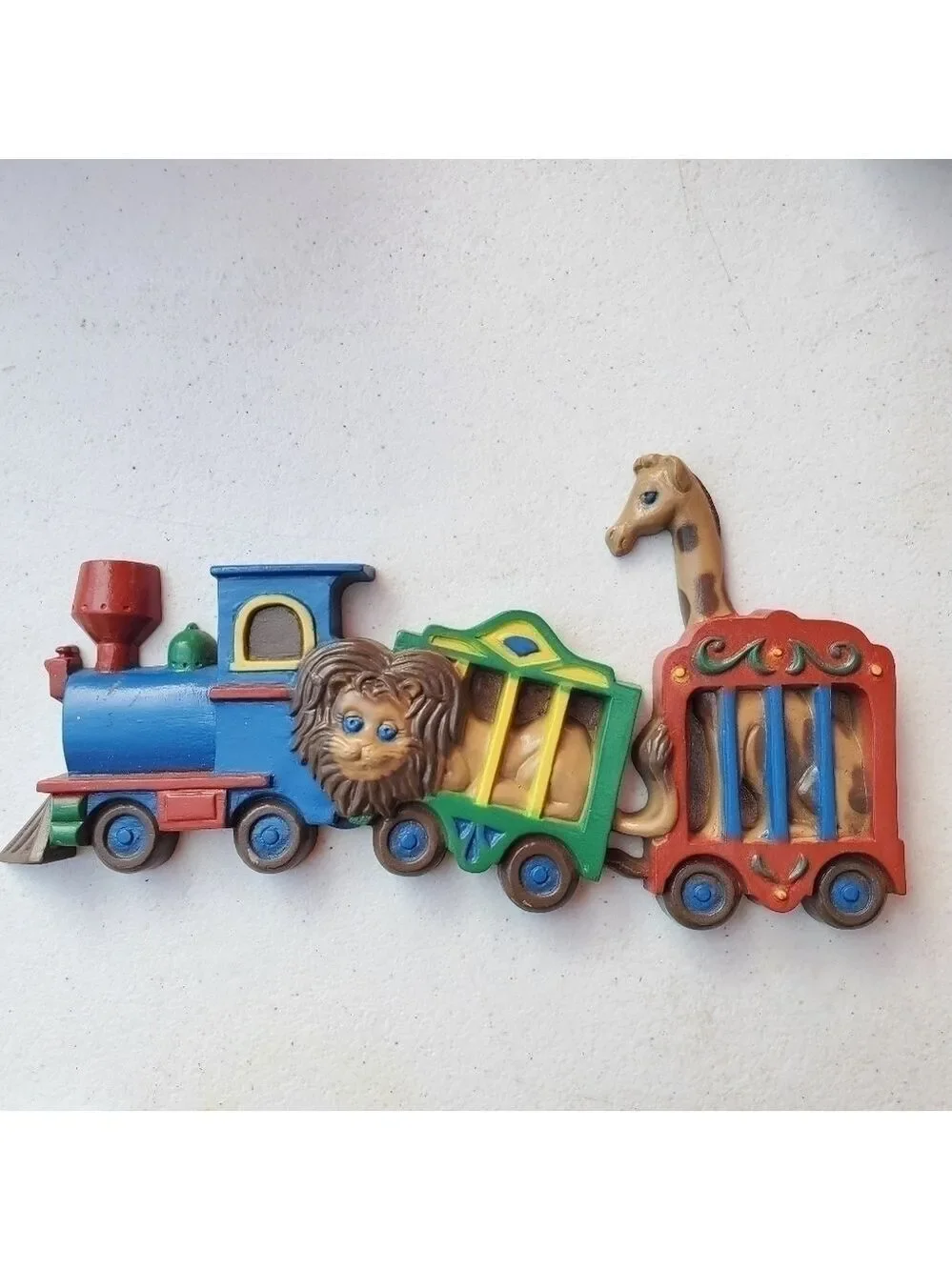 Vtg Homco ZOO Train wall plaques Lion Giraffe Tiger Elephant nursery room decor